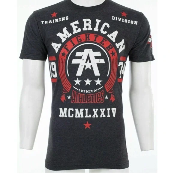 AMERICAN FIGHTER Dalton Black Red Athletic Fit Mens Crewneck T-shirt S-3XL NWT - Picture 4 of 9